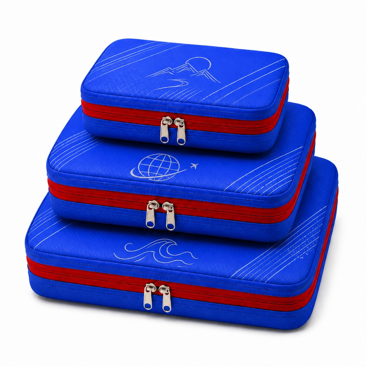 Three Piece Polyester Compression Travel Bag Set