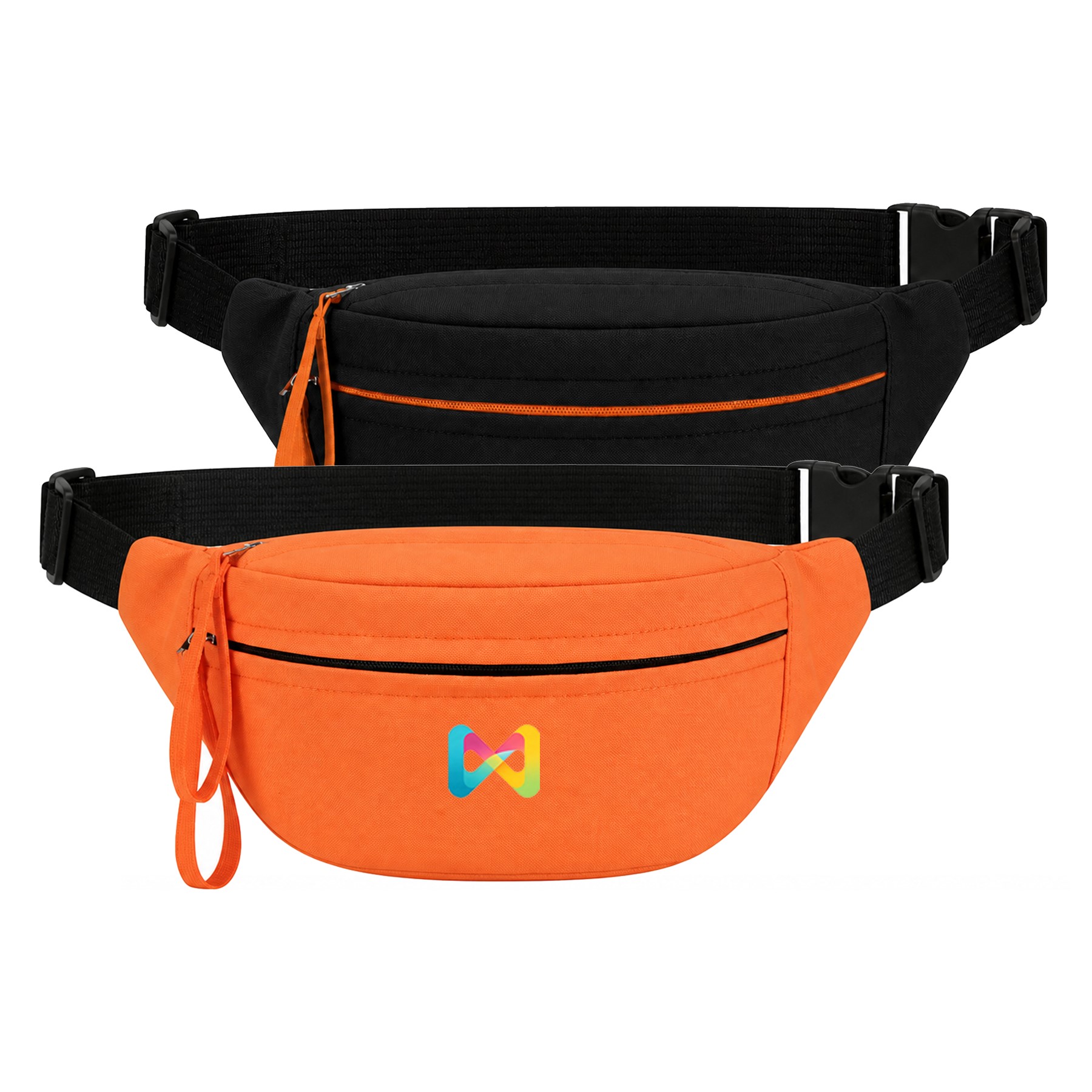 Convertible Nylon Dual Zip Waist Bag