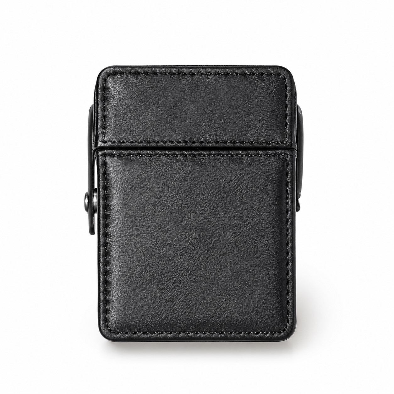 Stainless Steel PU Cigarette Case With Lighter Pocket — view 2