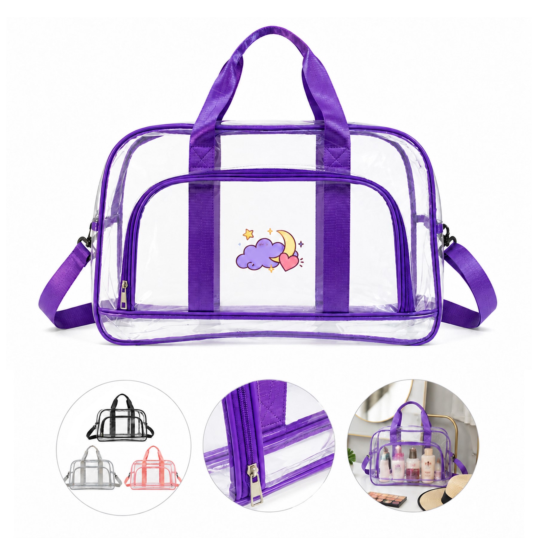 Clear Polyester Travel Bag With Front Pocket