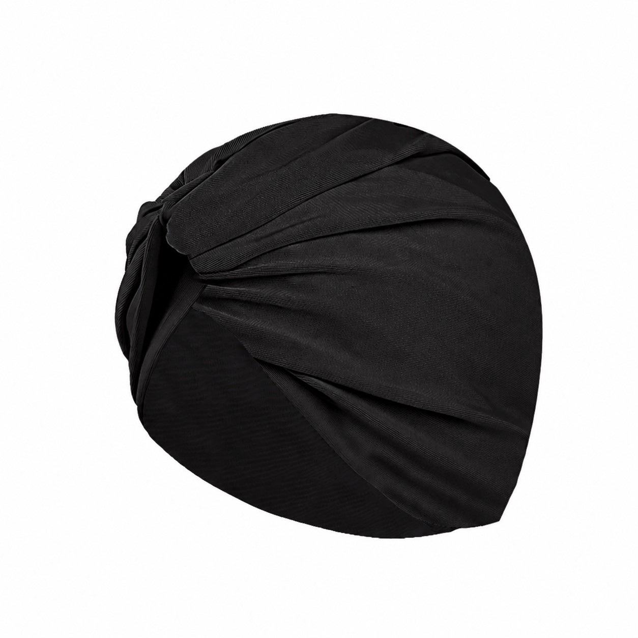 PU Pleated Oversize Swim Cap — Black