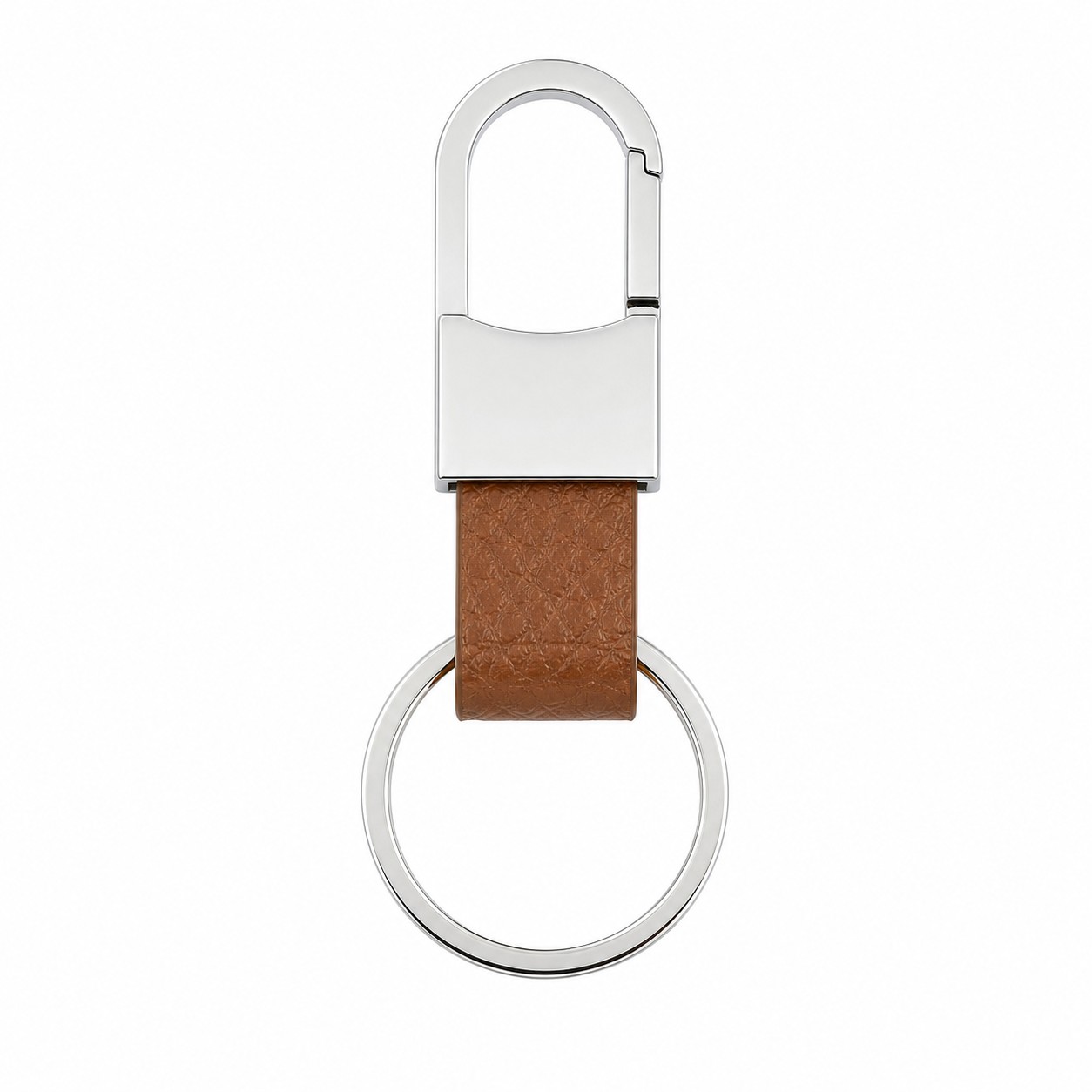 Stainless Steel Keychain With Faux Leather Strap — view 2