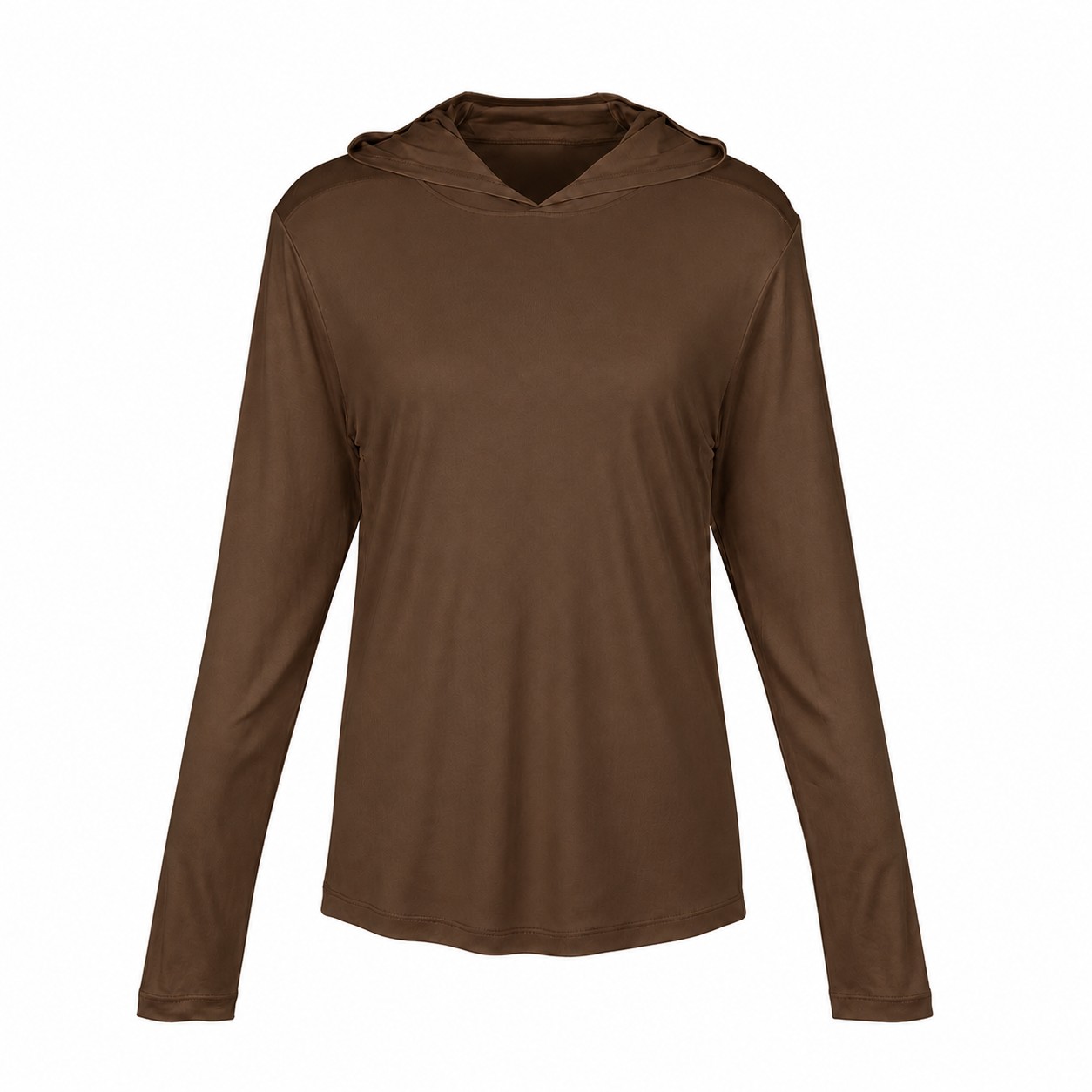 Polyester Hooded Sun Shirt — Brown