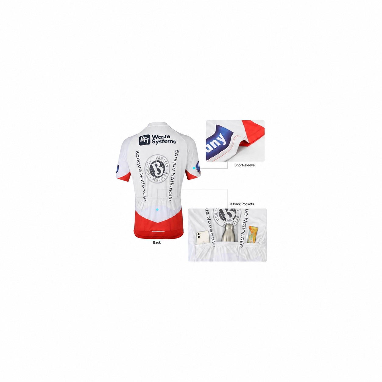 Mesh Polyester Cycling Team Jersey — White