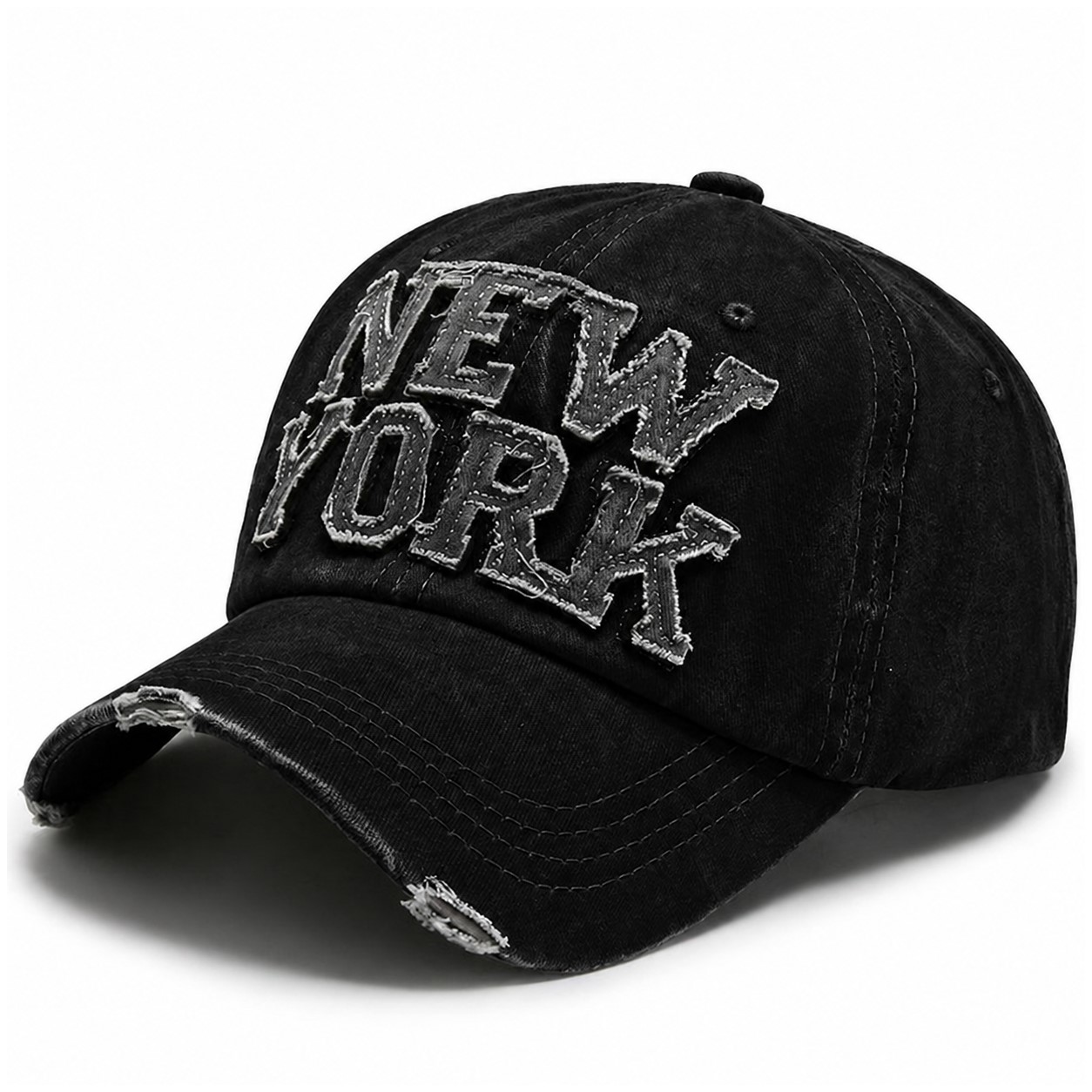 Washed Cotton Baseball Cap — Black