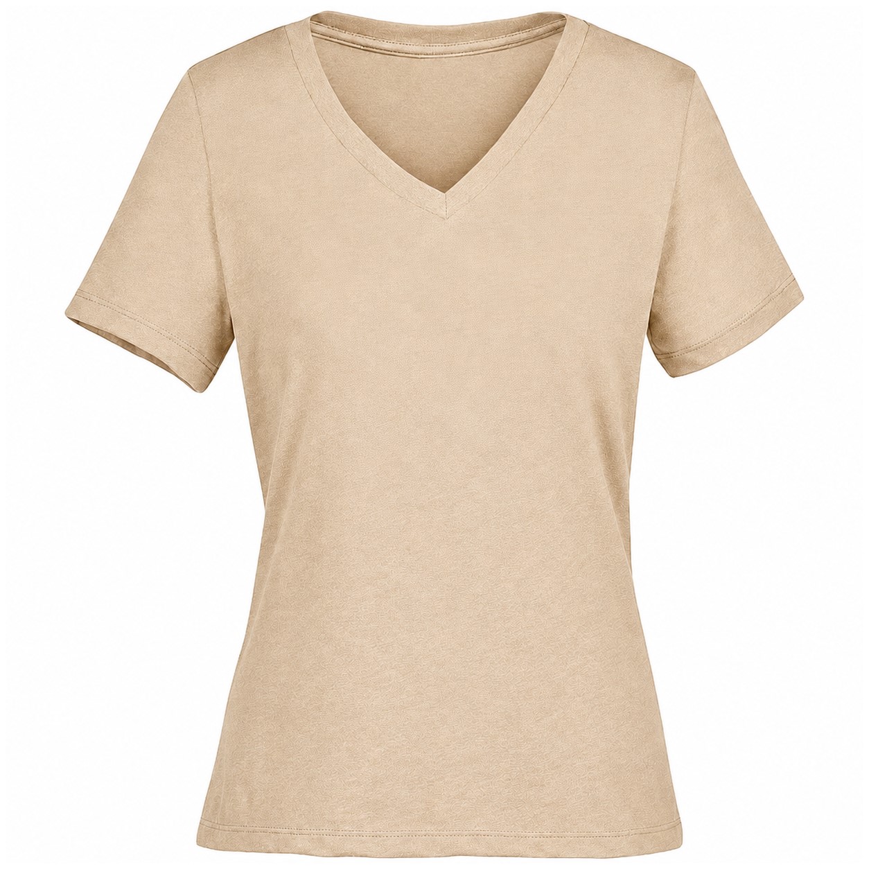 Relaxed Ladies V Neck Heather Tee — Tan Beige