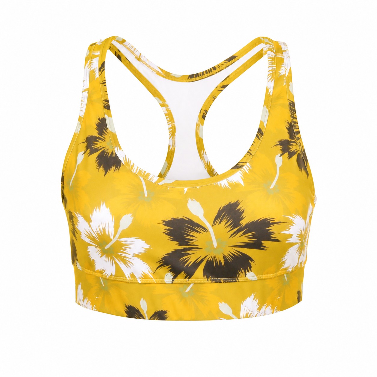 Polyester-Spandex Padded Racerback Sports Bra — Gold