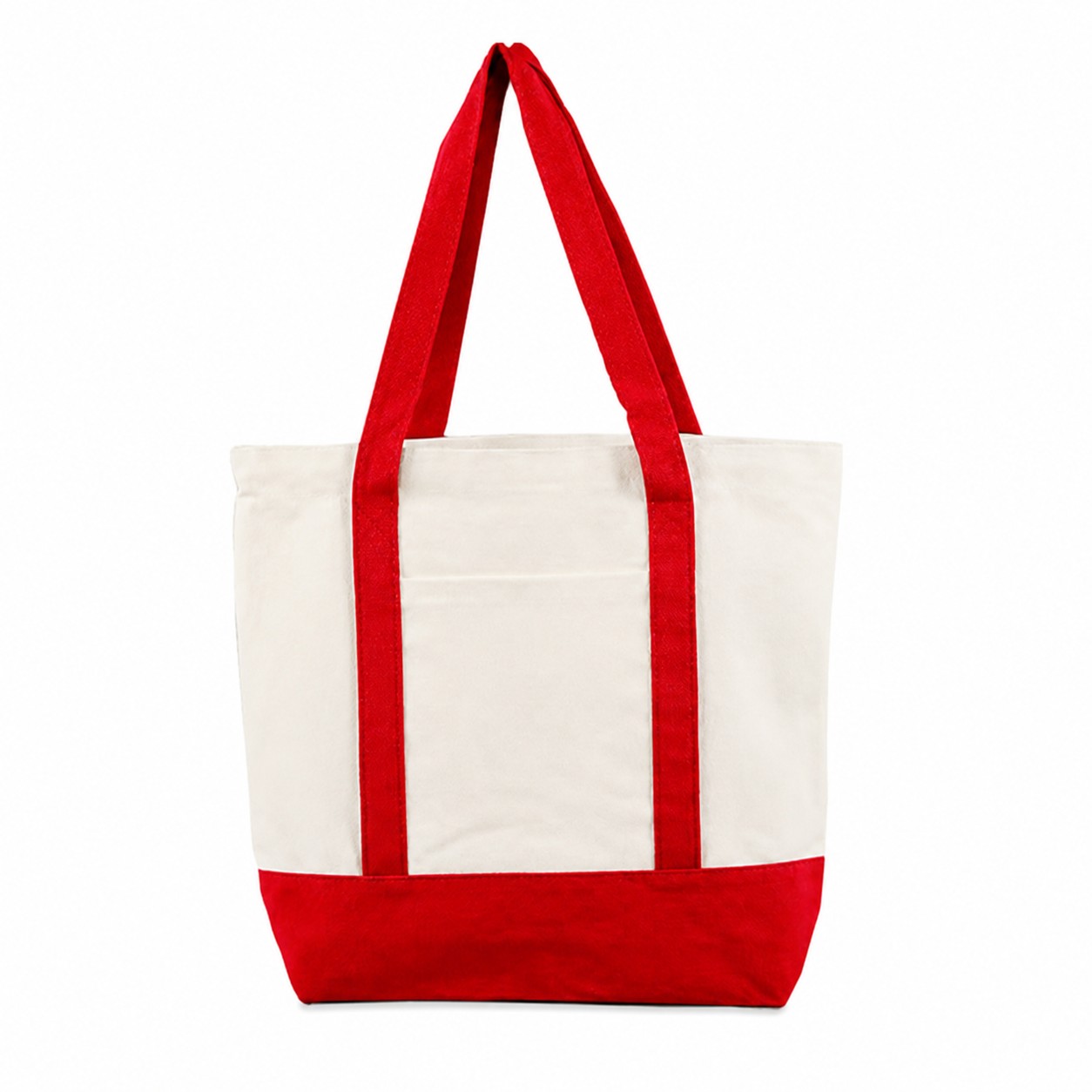 Cotton Canvas Front Pocket Tote — Red