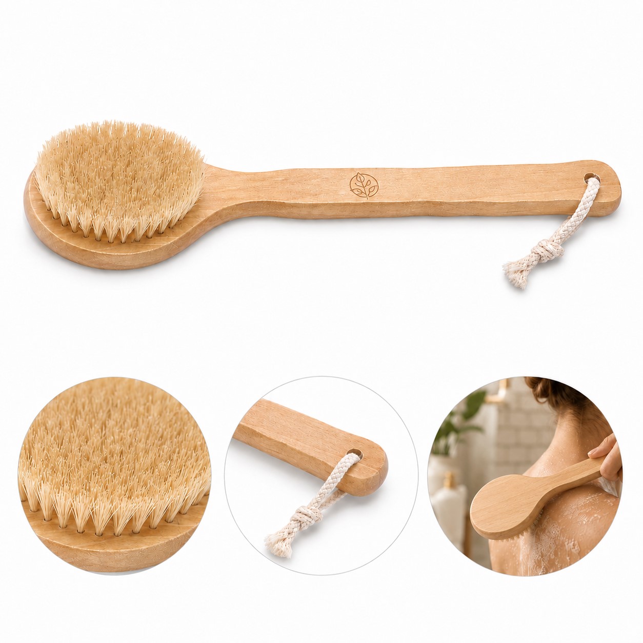 Long Handle Wood Bath Brush