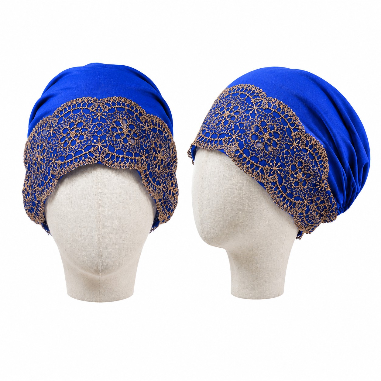 Lace Trim Polyester Turban Hat