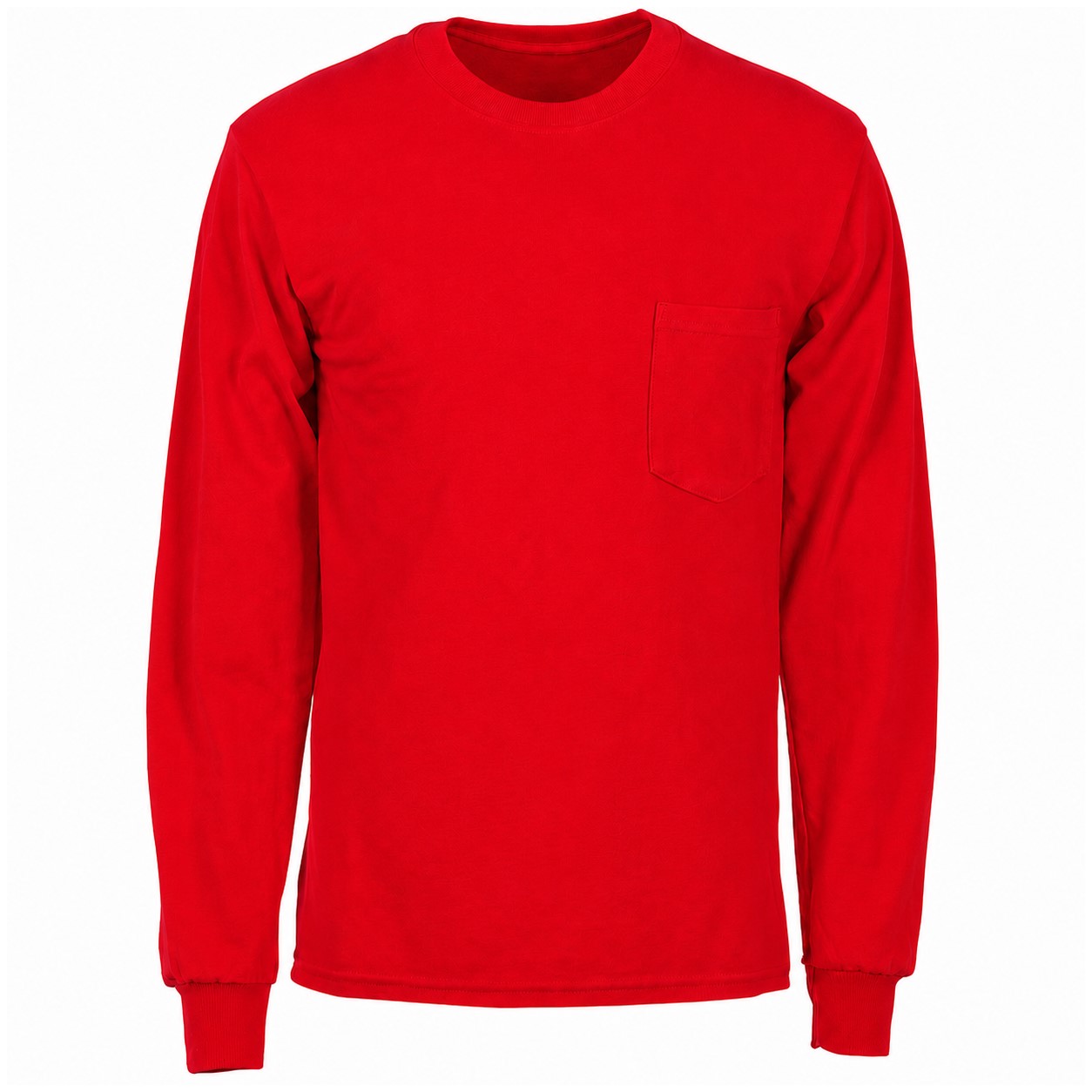 Cotton Pocket Long Sleeve Tee — Red