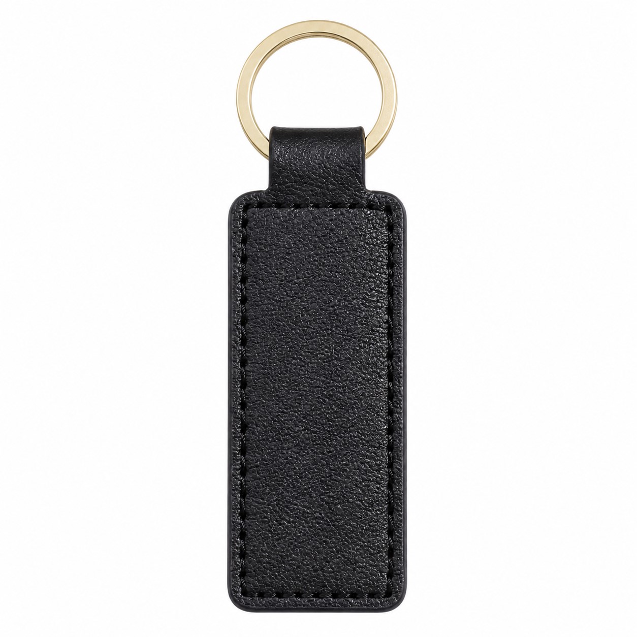 Rectangular PU Leather Keychain With Metal Ring — view 2