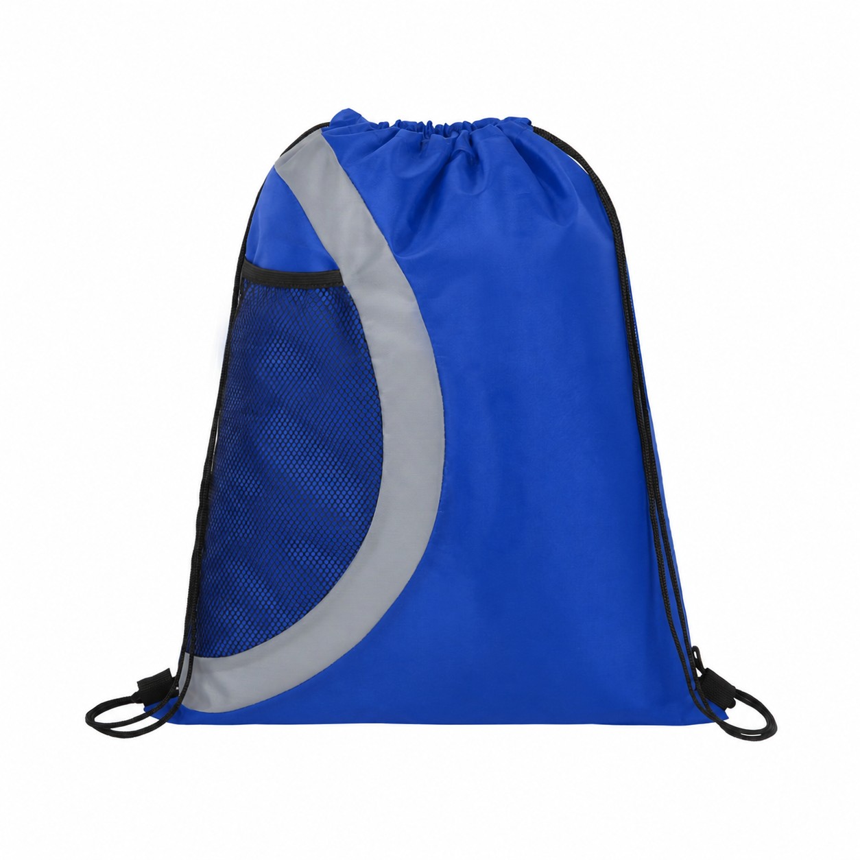 Mesh Pocket 210D Polyester Drawstring Bag — Royal Blue
