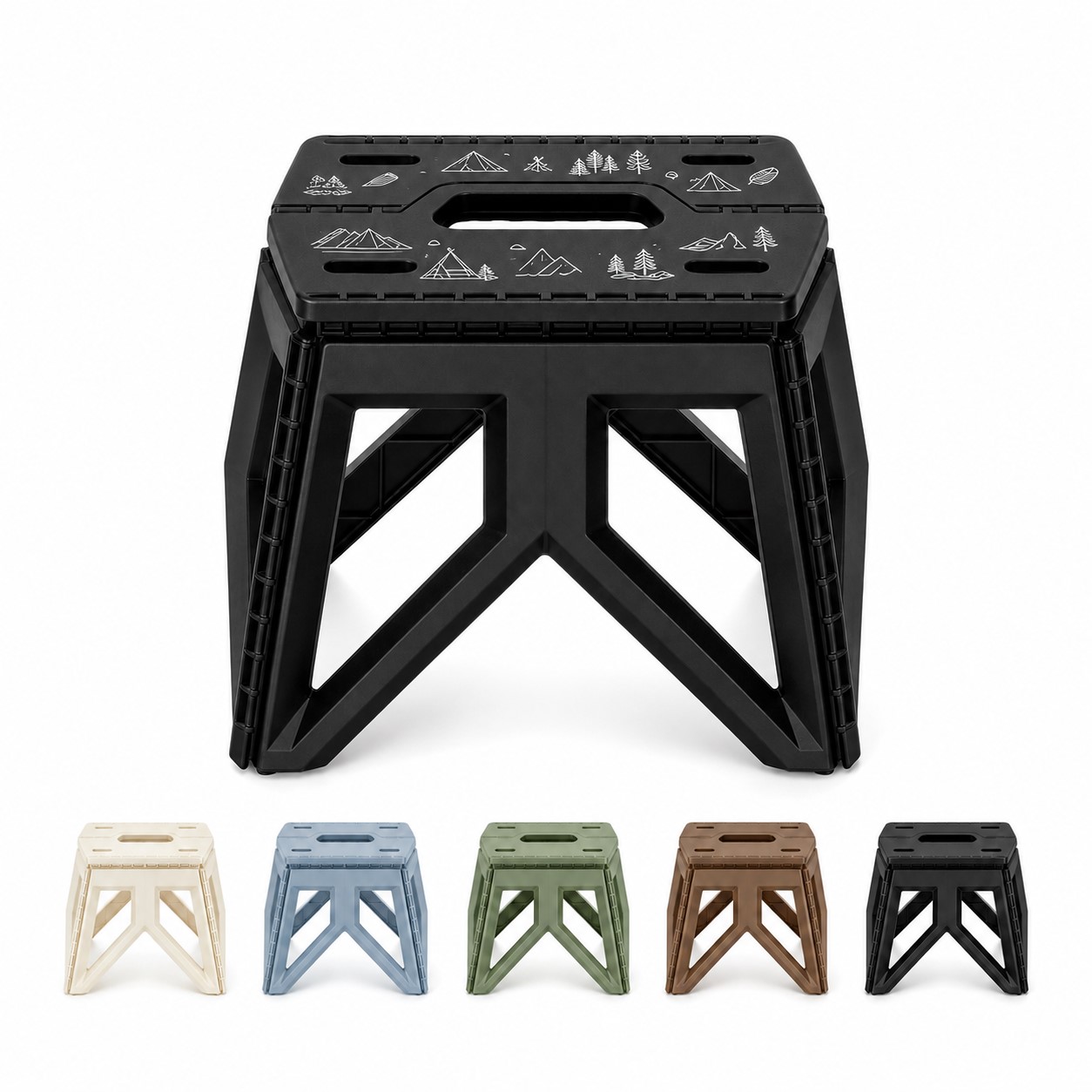 Low Profile Plastic Folding Stool With Handle
