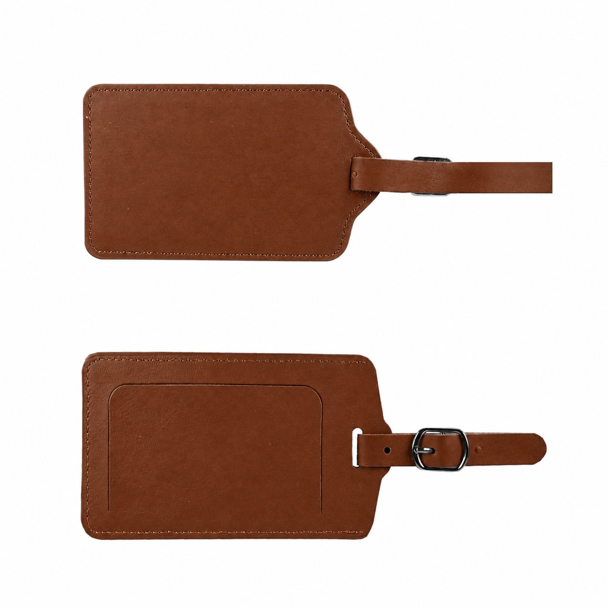 PU Leather Flip Luggage Tag — Brown