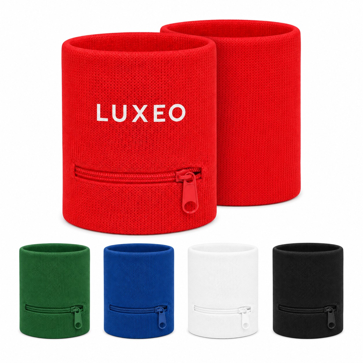 Zippered Cotton Storage Wrist Sweatband