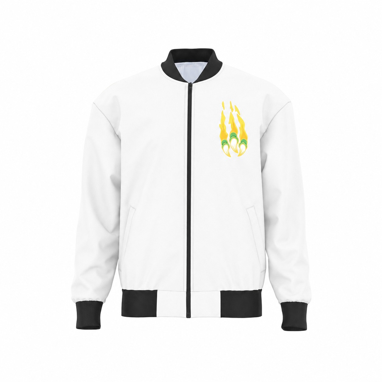 Polyester Smooth Surface Bomber Jacket — White