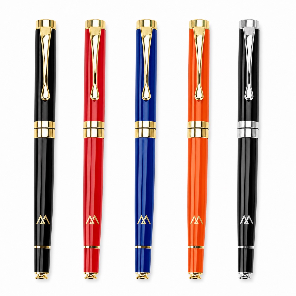 Capped Plastic Writing Pen With Metal Accents